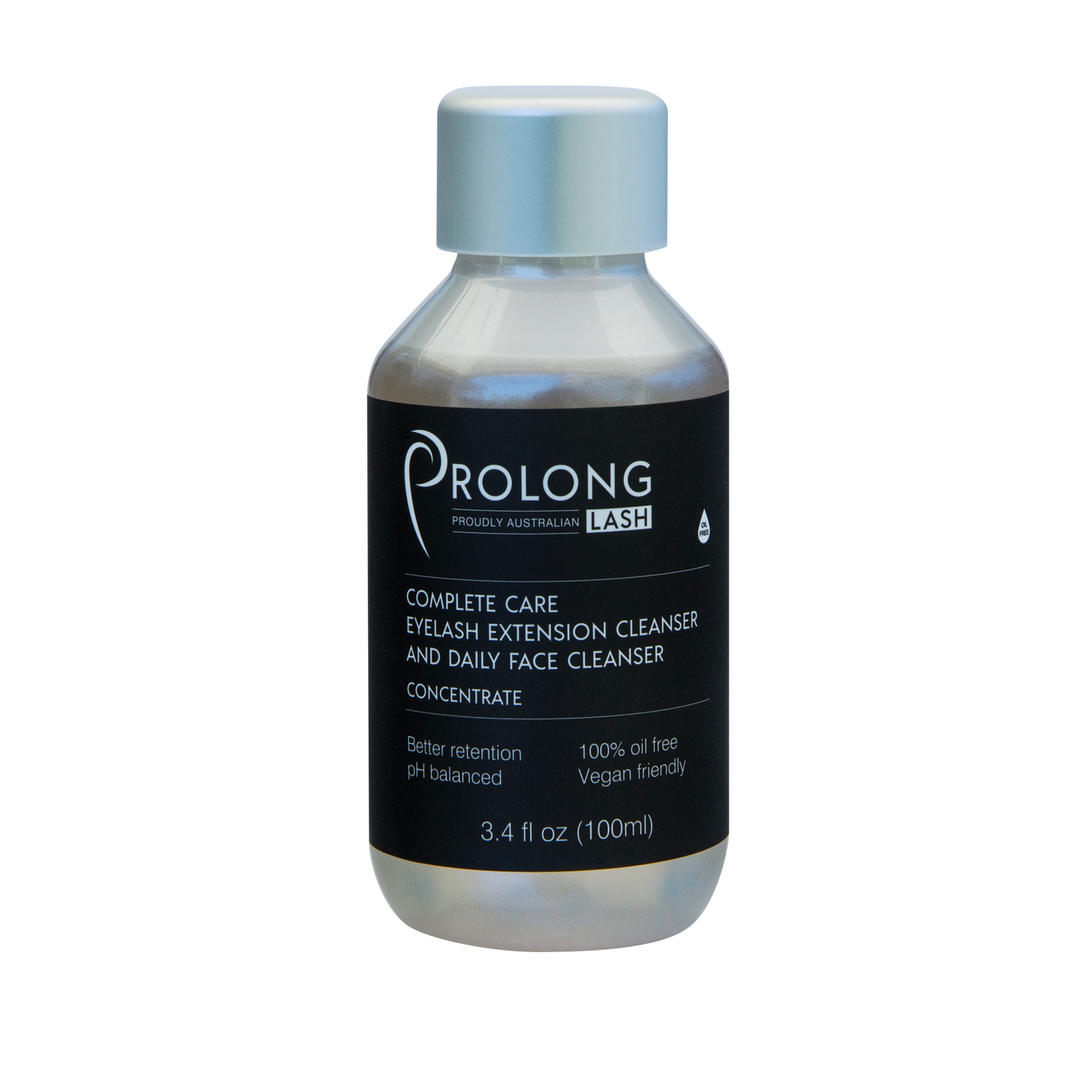 Bottle of Prolong Lash eyelash extension cleanser on a white background