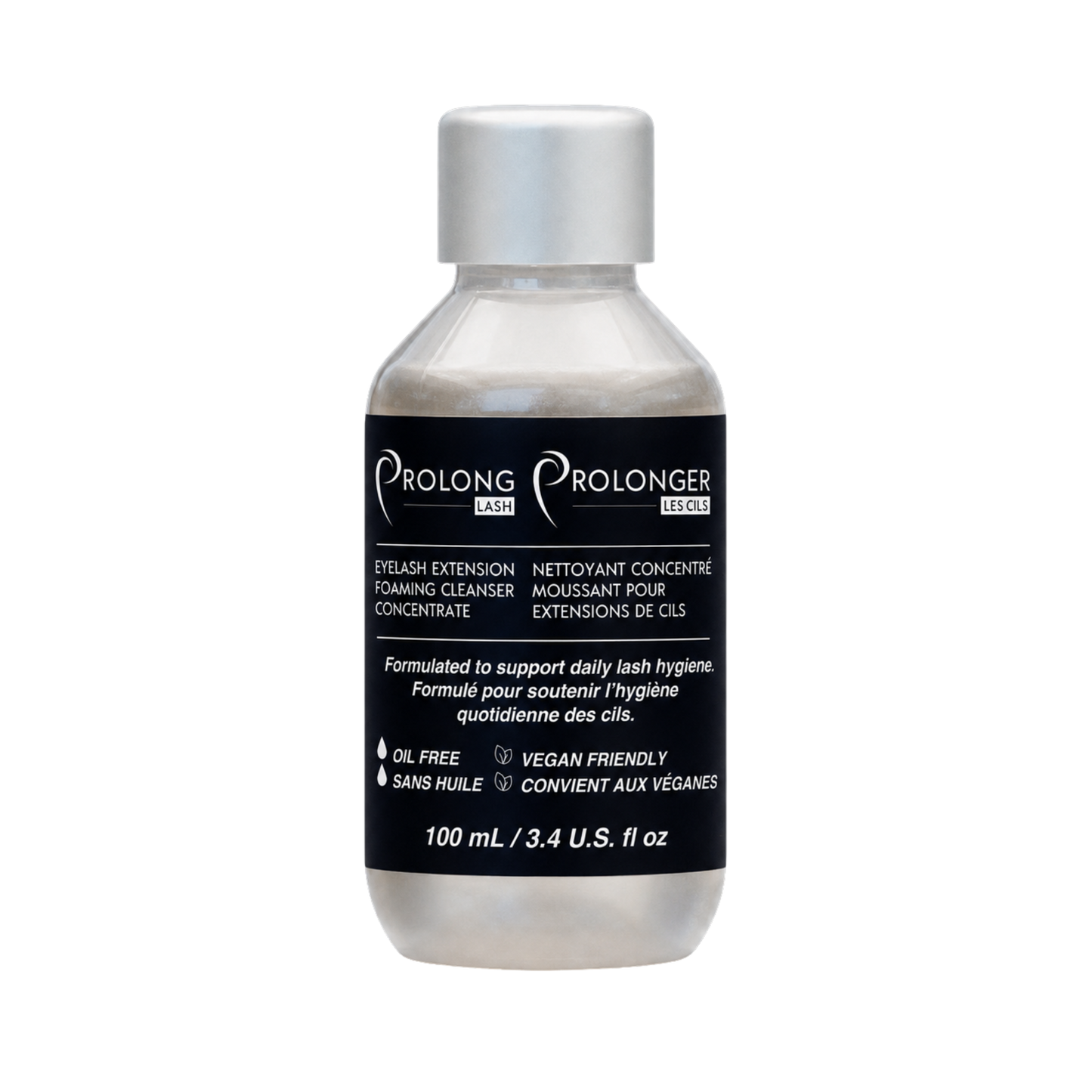 Prolong Lash Cleanser concentrate with bilingual english and french label