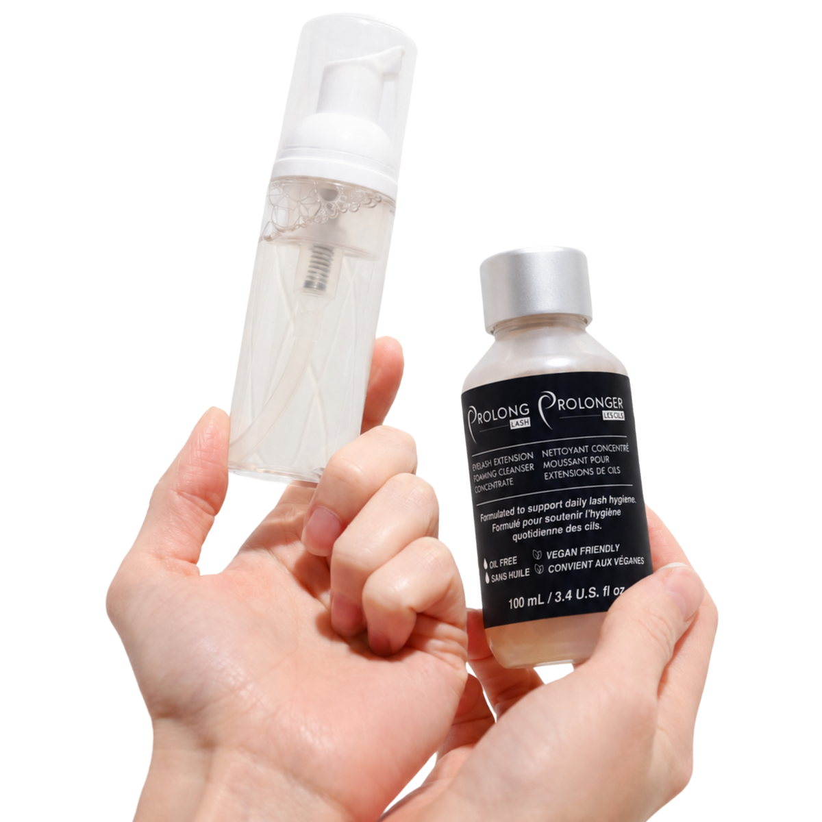 100ml eyelash extension cleanser concentrate a diluted cleanser in a 60ml clear foaming pump